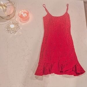 Red Lace Sleeveless Dress